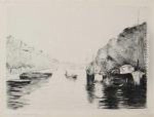 Hollandischer Kanal Mit Ankernden Booten by Lesser Ury