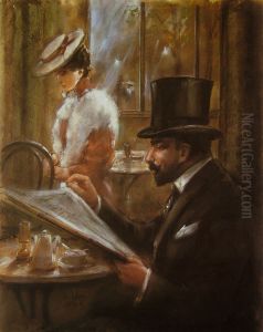 Im Cafe Bauer by Lesser Ury