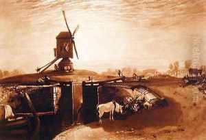 Windmill and Lock, engraved by William Say 1768-1834 Windmill and Lock, engraved by William Say 1768-1834