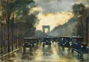 "champs-elysees Mit Arc De Triomphe, Paris" by Lesser Ury