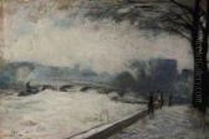 A View Of The River Seine, Paris by Lesser Ury