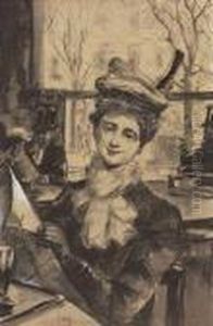 Madchen Im Cafe by Lesser Ury