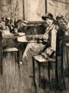 "junges Madchen Imkaffee Mit Strasenblick" by Lesser Ury
