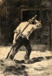 "auf Der Tenne" by Lesser Ury