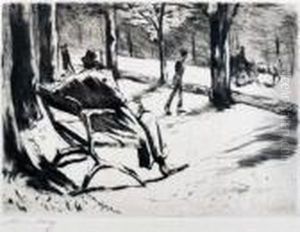 Man In A Hat Reading A Newspaper by Lesser Ury
