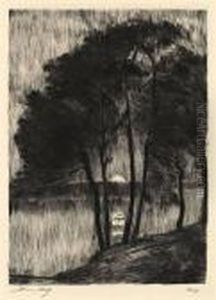 "grunewaldsee Bei Sonnenuntergang" by Lesser Ury