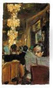 Zeitungsleser Im Cafe by Lesser Ury
