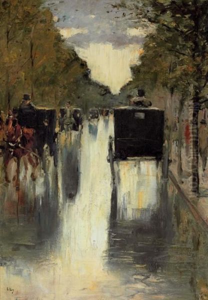 Berlin Street Scene With Horse-drawn Cabs - view 1