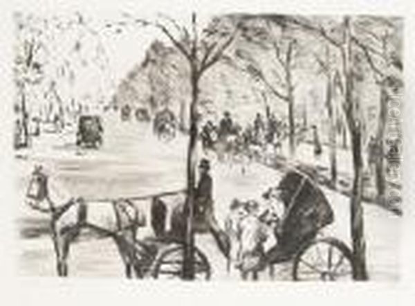 Allee Im Tiergarten Mit Kutsche Im Vordergrund - view 1