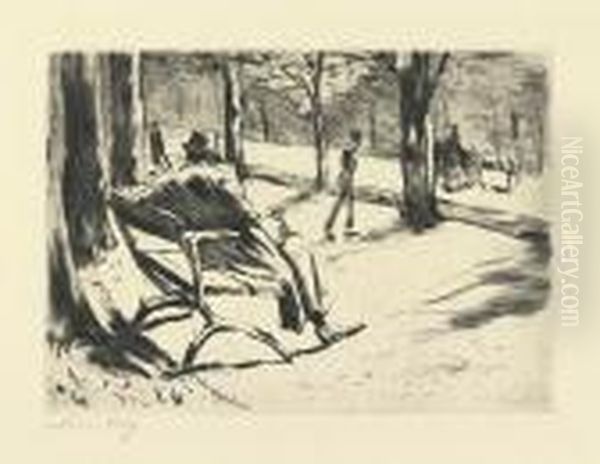 Mann Auf Einer Bank Im Tiergarten. - view 1