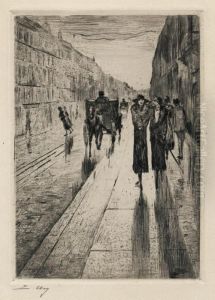 Spazierganger Im Regen by Lesser Ury