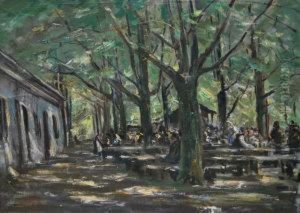 Figures Ina Busy Wooded Park by Lesser Ury