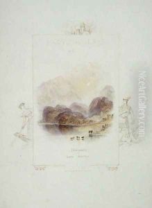 Design for an illustration for Walter Scotts Lady of the Lake, Loch Achray
