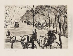 Allee Im Tiergarten Mit Kutsche Im Vordergrund Allee Im Tiergarten Mit Kutsche Im Vordergrund