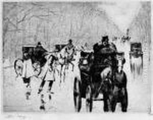 Winterliche Tiergartenallee by Lesser Ury