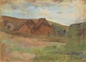 Wiesenlandschaft Mit Bauernhausern by Lesser Ury