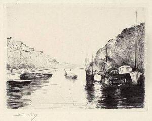 "hollandischer Kanal Mit Ankernden Booten" by Lesser Ury