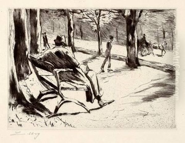 "zeitungsleser Mit Filzhut Im Tiergarten" - view 1
