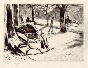 "zeitungsleser Mit Filzhut Im Tiergarten" by Lesser Ury