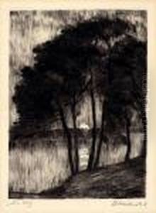 "sonnenuntergang Am Grunewaldsee" by Lesser Ury