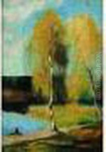 Automne, Bouleaux En Bord De Riviere by Lesser Ury