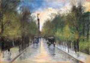 Strasse In Tiergarten Mit Siegessaule
