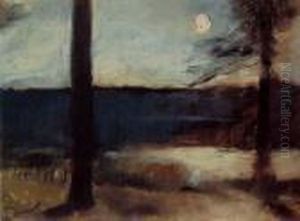 Moonlight On The Coast Near Brandenburg by Lesser Ury