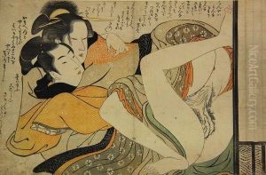 Couple Enlace Devant Un Shoji.