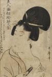 Kvinna Som Klipper Naglarna by Kitagawa Utamaro