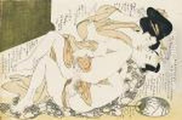 A Couple Making
Love In Front Of A Low Landscape Screen - view 1