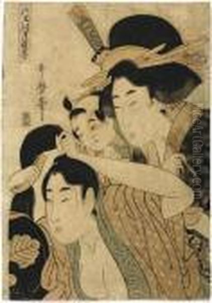 A Lady Combing Her Hair - view 1