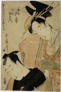 Ogiya Yugiri And Fujiya Izaemon by Kitagawa Utamaro