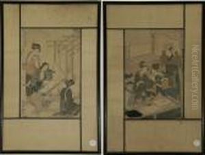 Two Woodblock Prints by Kitagawa Utamaro