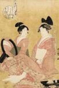 Portrait Of Hana Murasaki Of The Tamaya From The Series by Kitagawa Utamaro