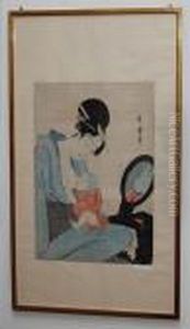Meiji-zeitliche Nachdrucke Von
Zwei Brustbildern Von Schonen Frauen Und Zwei Mutter-kind-darstellungen. by Kitagawa Utamaro