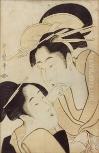 "fujin Tewaza Juniko" by Kitagawa Utamaro