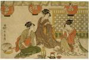 ````kitsuneken Sanbijin' (three Beauties Playing The Party-game ````catch The Fox') by Kitagawa Utamaro