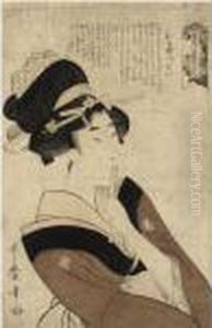 Three Prints: ````ochappii' (the
Precocious Girl) From The Series ````saki-wake Kotoba No Hana'
(variegations Of Blooms According To Their Speech), Two Yakusha-e And
Hokusai Manga (hokusai's Random Sketches) by Kitagawa Utamaro