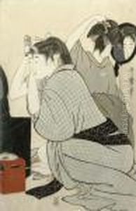 Two Beauties Dressing by Kitagawa Utamaro
