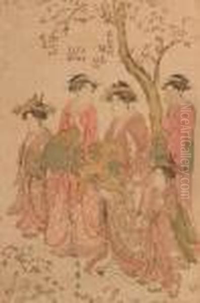 Four Women And A Girl Under Tree - view 1