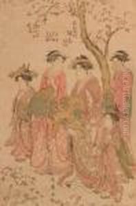 Four Women And A Girl Under Tree