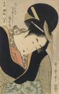 A Bust Portrait Of A Tea-stall Waitress by Kitagawa Utamaro