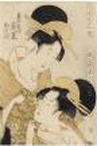 Les Courtisanes Wakanoura Et Wakana De La Maison Wakana by Kitagawa Utamaro