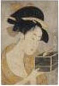 Jeune Femme Tenant Une Cage