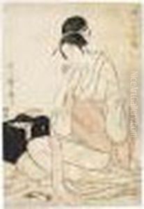Jeune Femme A Sa Couture by Kitagawa Utamaro