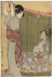 Conversation A Travers Une Moustiquaire by Kitagawa Utamaro