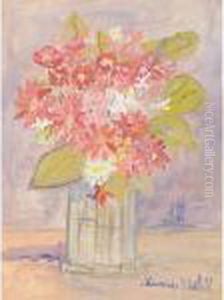 Bouquet De Fleurs Rouge Et Blanc Dans Une Vase by Maurice Utrillo