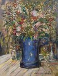 Vase De Fleurs Sur Une Table by Maurice Utrillo