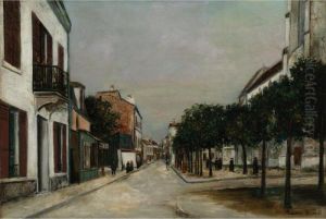 Rue Du Moutier Et Place De La Mairie A Villejuif by Maurice Utrillo
