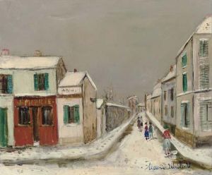 Rue De Montmartre Sous La Neige by Maurice Utrillo